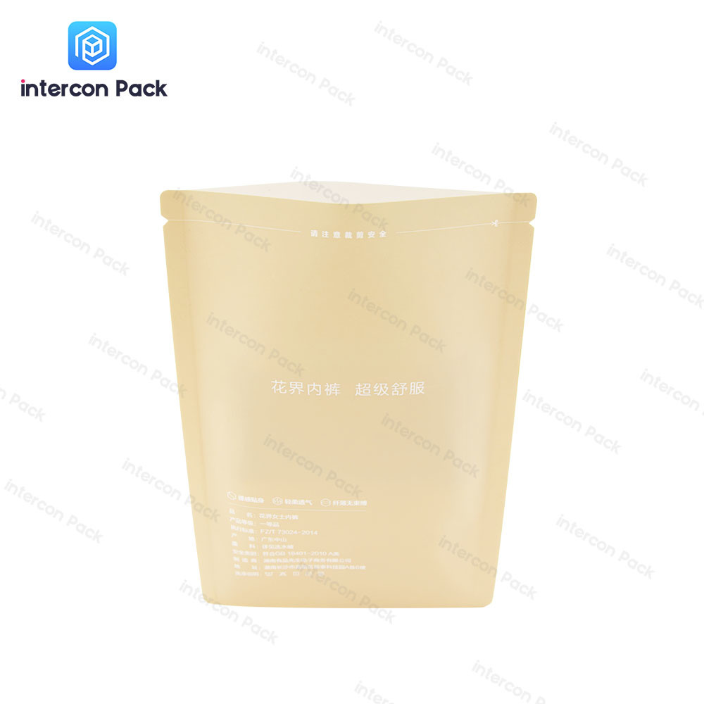 Brown Kraft Paper Bag Multi-Size Resealable Zipper Bag For Clothes