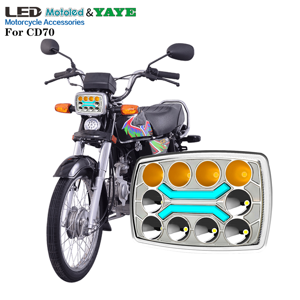 IP67 Yellow White High Beam White Low Beam DRL Motorcycle LED Headlight Semi-assembly