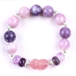 Wholesale 14MM Purple Mica Bracelet Fluorite Pixiu Stretch Bead Bracelet Brings Lucky Wealth from china suppliers