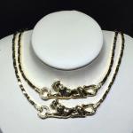 18K Yellow Gold High End Custom Jewelry Panther Necklace With Diamonds / Lacquer