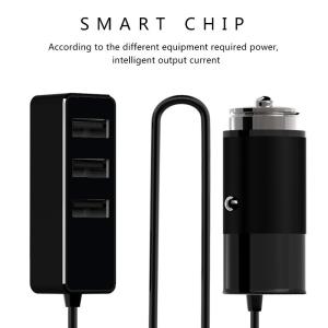 Wholesale FAST CHARGE 4 USB PORT CAR CHARGER with 1.5m cable alluminum usb car charger for IOS and Android from china suppliers