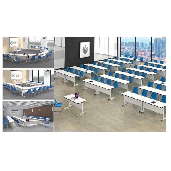 Modern Office Room Simple Design Mobile Folding Training Tables With Metal Frame