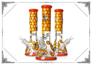 Wholesale 9mm Thick Bong Colorful Honeybee Art On Glass Smokig Pipe 13.5 Inches Hookah from china suppliers