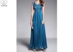 Dusty Blue Wedding Bridesmaid Dresses / Back Lace Chiffon Lace Evening Gown