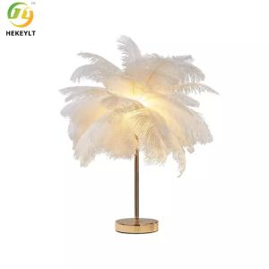 Wholesale H50cm Usb Bedside Table Lamp Dimmable Decorative G4 Gold Iron Feather from china suppliers
