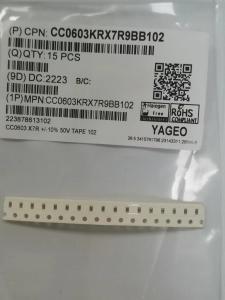 Wholesale 102K / 50V Multilayer Ceramic Capacitors 0603 Coating SMD X7R from china suppliers
