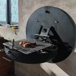 800mm Wood Burning Fire Pit Carbon Steel Wall Mounted Hanging Barbecue Grill