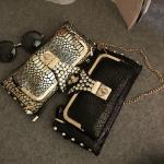 2016 new winter fashion handbags serpentine chain bag diamond evening bag luxury