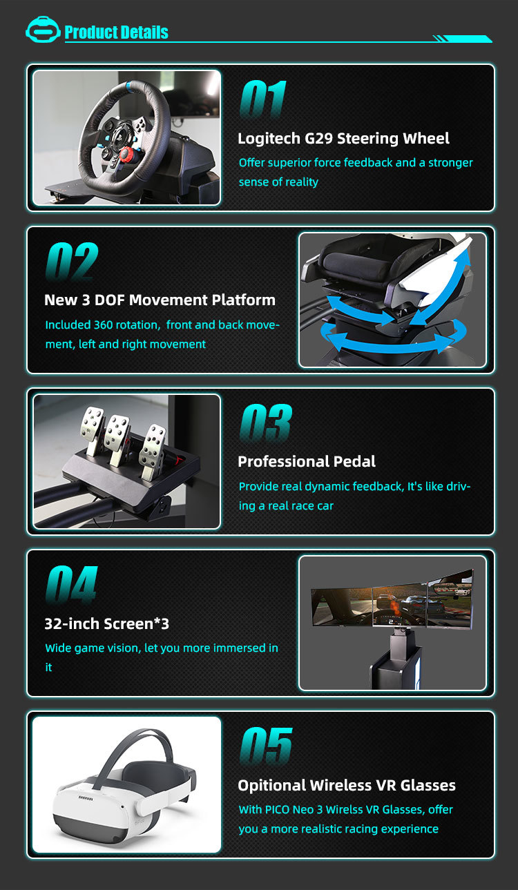 Professional 9D VR Simulator Set Dynamic Motion Drive Racing Car Simulator
