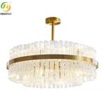 LED Gold Round K9 Crystal Hanging Ceiling Light Modern Crystal Chandeliers