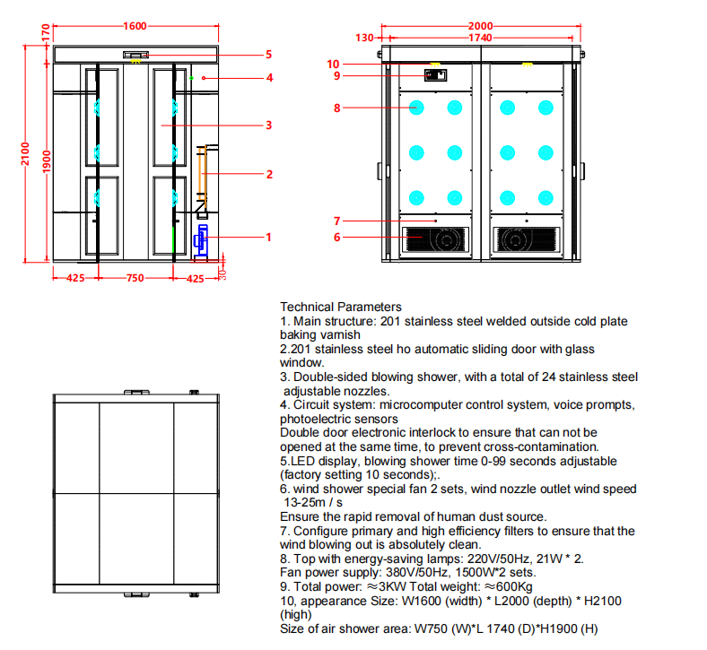 ISO 14644 Industrial Air Shower | Auto Door, Heavy-Duty Steel for Factories