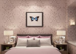Wholesale Embossed Light Pink Living Room Wallpaper with Washable Vinyl Material , CE ISO Listed from china suppliers