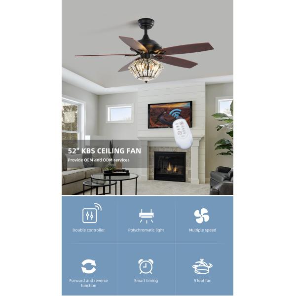 Commercial 65W 120V Matte Black Ceiling Fan With Light And Remote