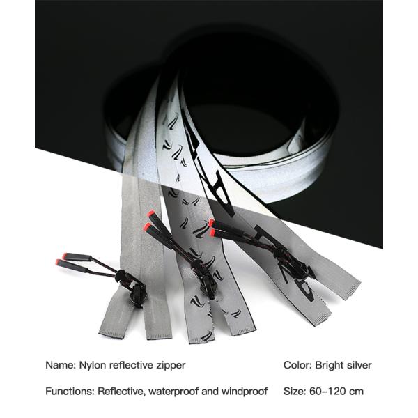 Long Chain Zipper Open End Atuo Lock Customized with Logo Zip Binder for Down Jacket Reflective Zipper