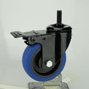 Wholesale 5 Inch Thermoplastic Rubber Wheels Threaded Stem Blue TPR Swivel Trolley Wheel Casters from china suppliers
