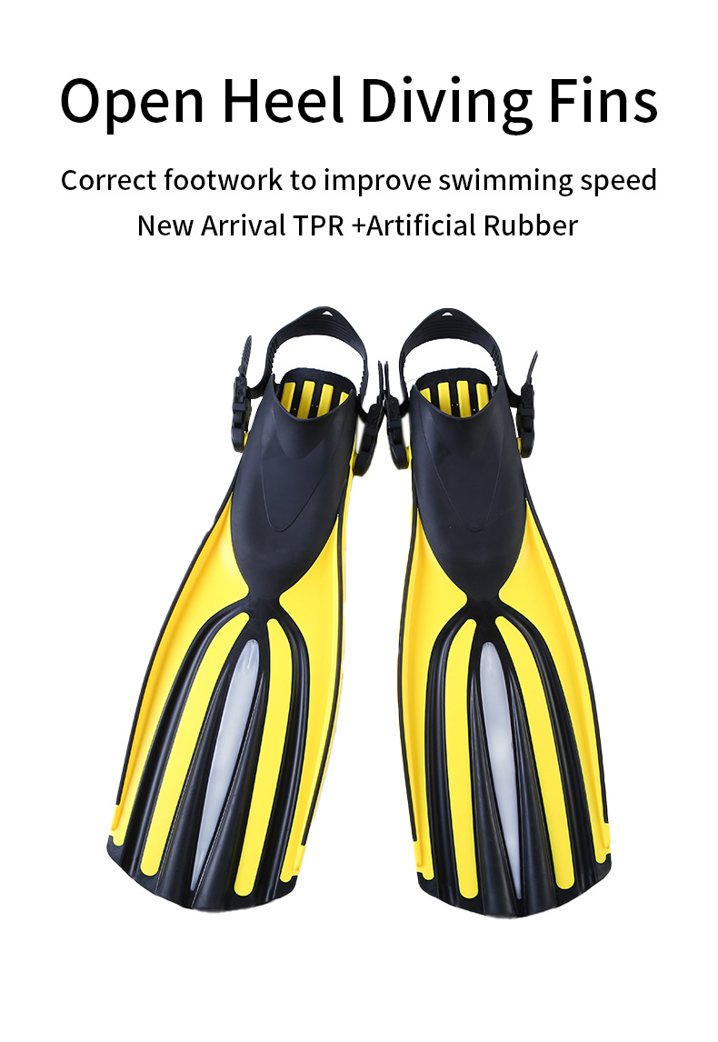 Open Heel Long Blade Scuba Diving Fins Flippers For Freediving Snorkeling
