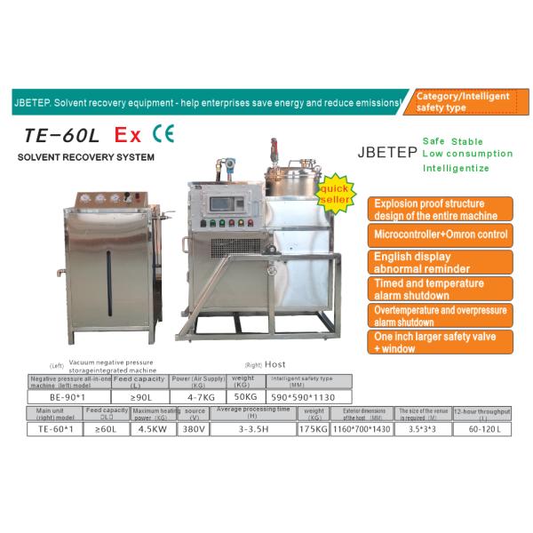 60L Intelligent Temperature Control Explosion Proof Air Cooled Solvent Distillation Equipment