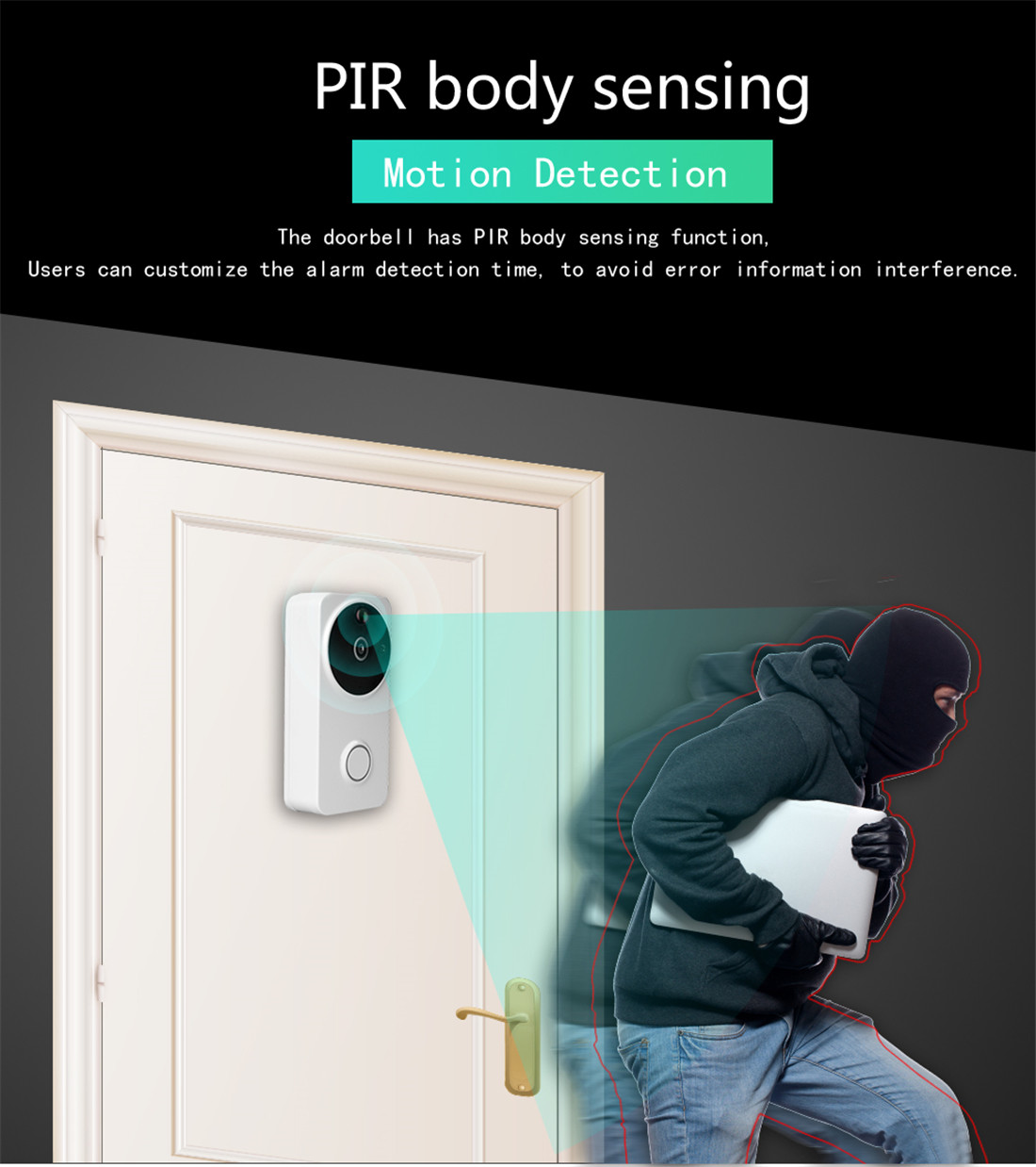 Danmini Wi-Fi Doorbell Video Door Phone Wireless Doorbell Support Night Vision Motion Detection(WF04-ty)