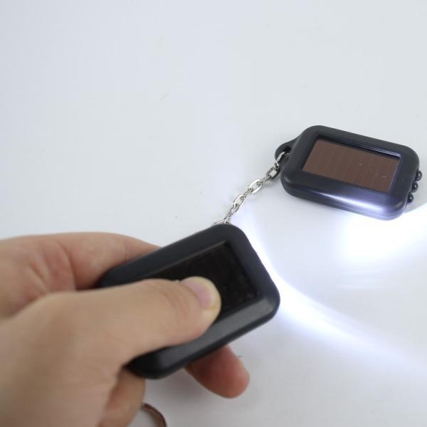 Eco Friendly Solar Panel Keychain With White LED Light And Split Ring