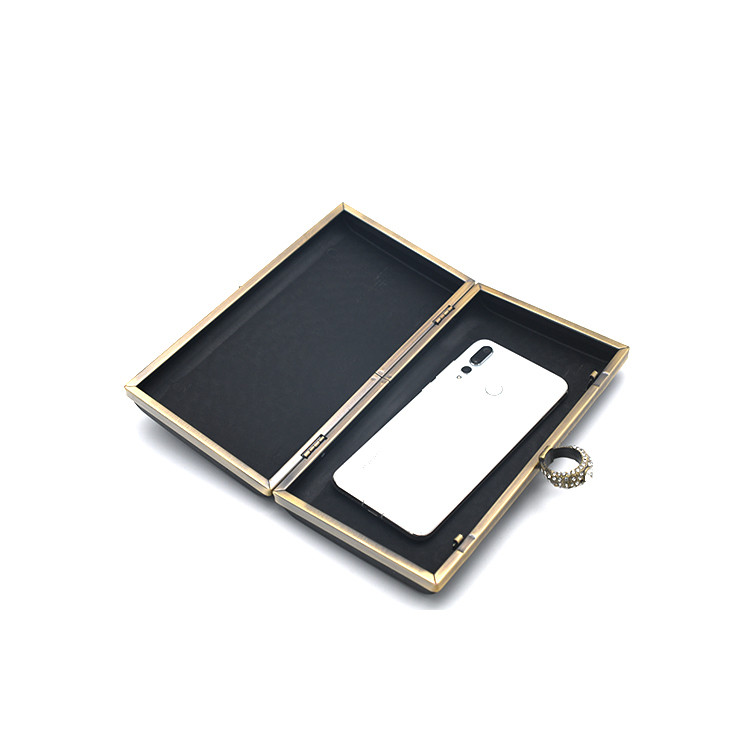 Charming Ring Clasp Rectangle Clutch Frame With Chain Loops
