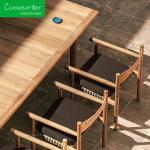 Modern Hotel Outdoor Furniture Set PE Rattan Solid Teak Wood Courtyard Chair and