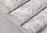 White Gray Embossed Retro Vintage Wallpaper With Symmetric Floral Pattern