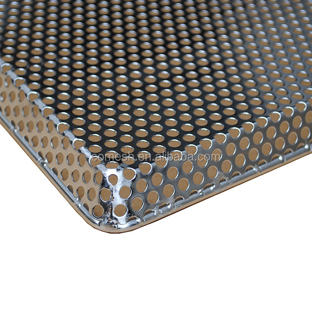 Food Grade 304 Stainless Steel Mesh Trays Flat Perforated Baking For Drying