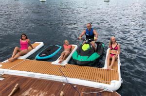 Wholesale E Shape Drop Stitch Wood Grain Inflatable Floating Platform from china suppliers
