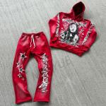 Top Fashion Screen Printing Oversized Acid Wash Distressed Hoodies Stacked