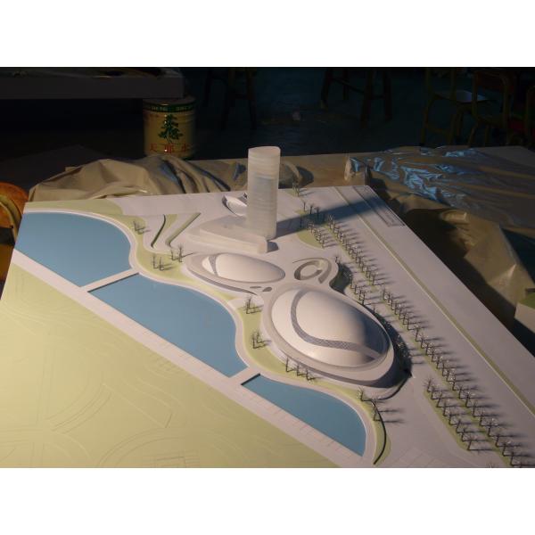 Architectural Model - Modern Sports Venue with Curved Domes, Water, for Sports Complex Design Display