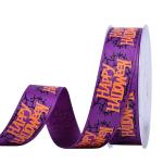 Grosgrain Printed Halloween Ribbon With Logo For Gift Wrap Party Decorative