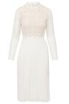 White Cut Out Ladies Lace Dresses With Lantern Sleeves 100% Polyester