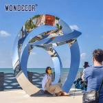 Weather Resistance Stainless Steel Abstract Sculpture Circular Triangular Tube