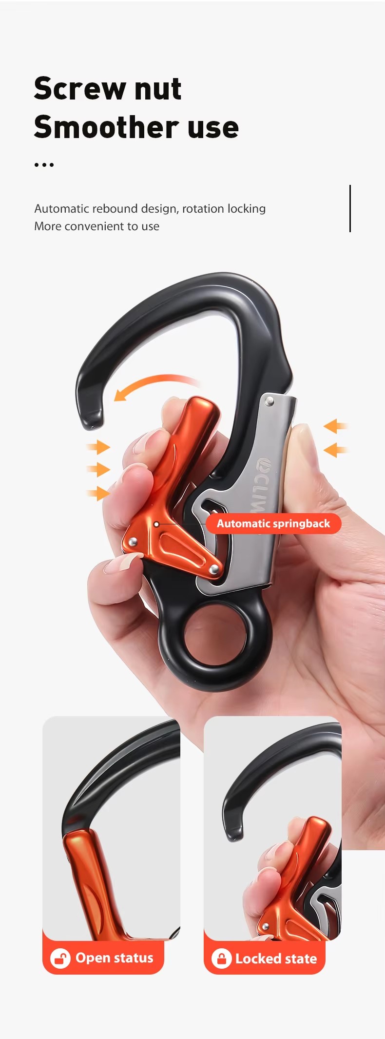 Aluminum 35KN Auto Mountain Climbing Swivel Clip Snap Safety Hook Clip Hook