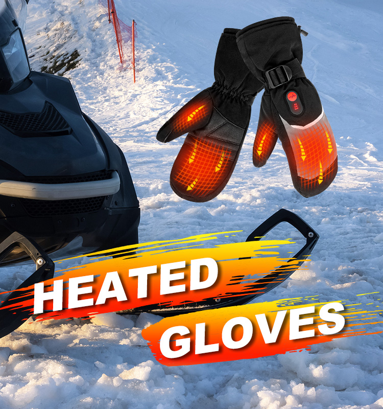 Winter Warming Skiing Rechargeable Heated Gloves Mittens Black Adult Waterproof Anti Slip