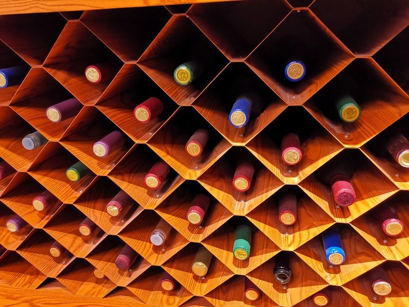 Fadior Warm Wood Grain Cellar Wine Storage System With Gold Handles