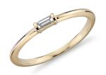 14K Yellow Gold Emerald Cut Solitaire Engagement Rings 0.11ct 2×4mm Stone Size