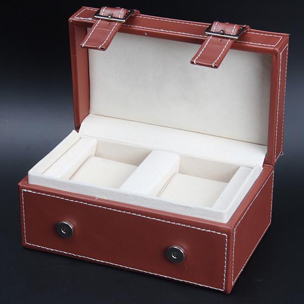 Luxury Waterproof Velvet Double Watch Box Brown Rectangle Durable For Men'S