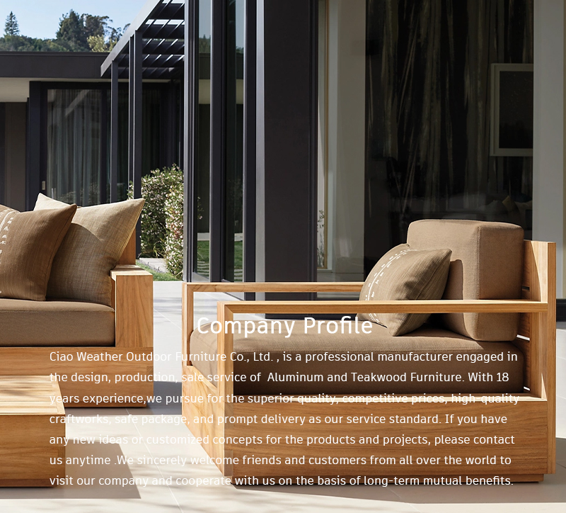 Outdoor Furniture Luxury Hotel Modern Waterproof Wooden Sofa Set for Patio Leisure Teak Wood Waterproof Set