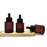 Logo Silk Print Glass Cosmetic Bottles Flat Shoulder Empty Serum Bottle With