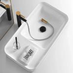 Waterfall Black Basin Faucet With Golden Handle Hot And Cold Mixer