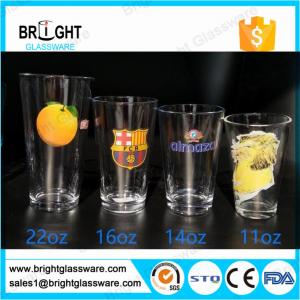 Wholesale clear 22oz 16oz 14oz 11oz water glass tumbler with customized decal logo from china suppliers