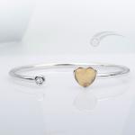 925 Sterling Silver Meteorite Bracelets Heart Bangle Bracelet 10mm