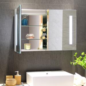 Wholesale Motion Sensor Rectangle LED Clock Medicine Cabinet Private Label for Bedroom Dressing from china suppliers