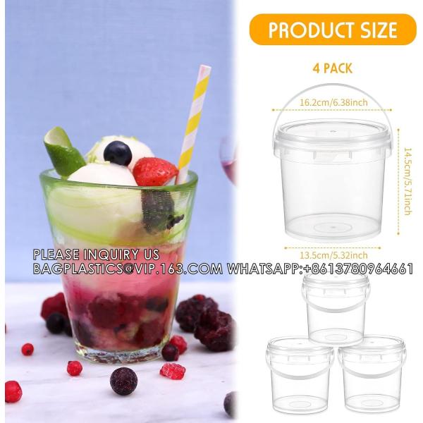 2L Ice Cream Bucket Reusable Ice Cream Freezer Storage Containers With Lids Transparent Tub For Homemade