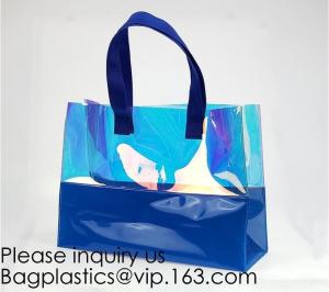 Wholesale Vinyl Transparent PVC Gusset Bag Plastic Tote Shopping Bag For Packaging TPU Laser Makeup Handbag PVC Cosmetic Shopping from china suppliers