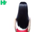 Side Bang Black Long Synthetic Wigs High Temperature Fiber Material For Young
