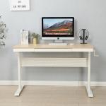 Sit Stand Table for Office Workstation Manual Height Adjustable White Wooden