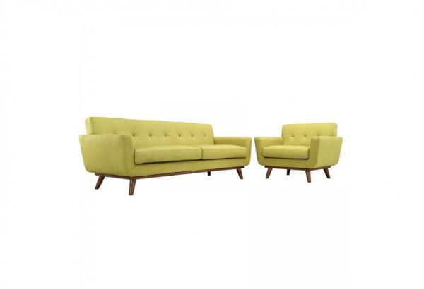 Quality Mid - Century Style Reclining Sectional Sofas , Modern Yellow Fabric Recliner Sofa for sale