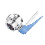 Stainless Steel 304 Butterfly Valve with Blue Trigger Handle and Tri Clamp